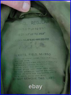 Vintage 1950s US Army Field Jacket Without Liner Size Regular Small