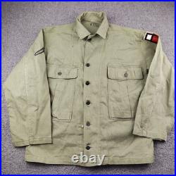 Vintage 1950s US Army HBT 13 Stars Combat Shirt Jacket OD7 Size Large Patches