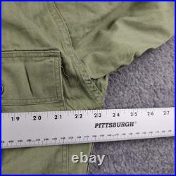 Vintage 1950s US Army HBT 13 Stars Combat Shirt Jacket OD7 Size Large Patches