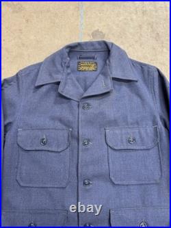 Vintage 1950s USAF Military Blue Type A-1A Heavy Wool Flying Shirt Size Medium