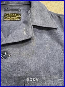 Vintage 1950s USAF Military Blue Type A-1A Heavy Wool Flying Shirt Size Medium