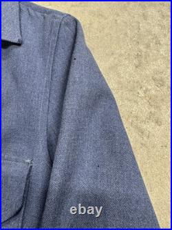 Vintage 1950s USAF Military Blue Type A-1A Heavy Wool Flying Shirt Size Medium