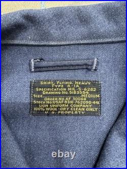Vintage 1950s USAF Military Blue Type A-1A Heavy Wool Flying Shirt Size Medium