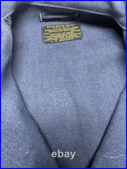 Vintage 1950s USAF Military Blue Type A-1A Heavy Wool Flying Shirt Size Medium