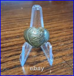Vintage 1951 Brass Korea Bird Trench Art Sweetheart Ring Size 9 See Pics/Desc