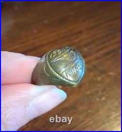 Vintage 1951 Brass Korea Bird Trench Art Sweetheart Ring Size 9 See Pics/Desc