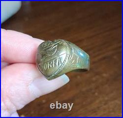 Vintage 1951 Brass Korea Bird Trench Art Sweetheart Ring Size 9 See Pics/Desc