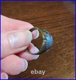 Vintage 1951 Brass Korea Bird Trench Art Sweetheart Ring Size 9 See Pics/Desc