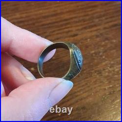 Vintage 1951 Brass Korea Bird Trench Art Sweetheart Ring Size 9 See Pics/Desc