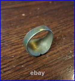 Vintage 1951 Brass Korea Bird Trench Art Sweetheart Ring Size 9 See Pics/Desc