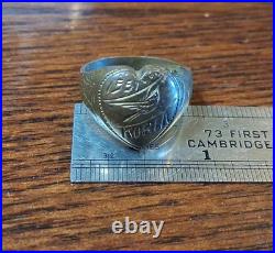 Vintage 1951 Brass Korea Bird Trench Art Sweetheart Ring Size 9 See Pics/Desc