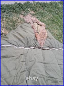 Vintage 1951 Korean War Era US Military Casualty Down Sleeping Bag Fur Warm
