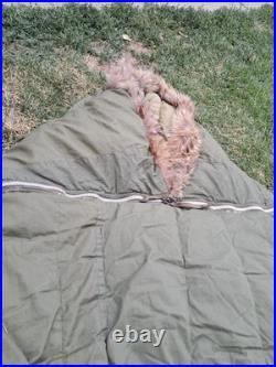 Vintage 1951 Korean War Era US Military Casualty Down Sleeping Bag Fur Warm