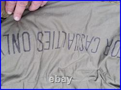 Vintage 1951 Korean War Era US Military Casualty Down Sleeping Bag Fur Warm
