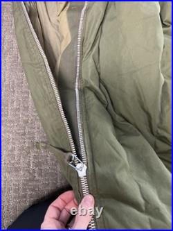 Vintage 1951 Korean War Era US Military Casualty Down Sleeping Bag Fur Warm