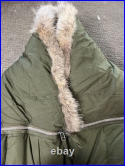 Vintage 1951 Korean War Era US Military Casualty Down Sleeping Bag Fur Warm