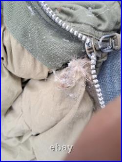 Vintage 1951 Korean War Era US Military Casualty Down Sleeping Bag Fur Warm