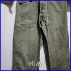 Vintage 1951 Korean War M-1947 HBT Coveralls US Army OD7 Herringbone Twill 34RS