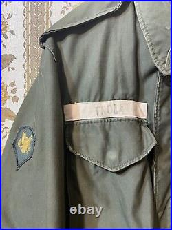 Vintage 1951 US Army M1951 Field Jacket Medium Short Korean War ID Patch Green