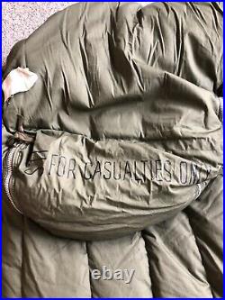 Vintage 1951 US Military Casualty Down Sleeping Bag Fur With US Bag Korean War