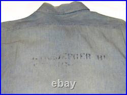 Vintage 1952 Korean War Chambray Usn Shirt! Us Navy! Long Sleeve! Stenciled! 15