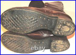Vintage 1952 Korean War Us Army Combat Cap Toe Boots! Brown Leather/lace-up 6.5d