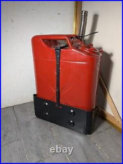 Vintage 1952 Russakov US Military ICC 5L Gas Fuel Jerry Can + Holder Korean War