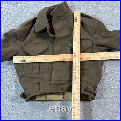 Vintage 1953 Canadian Military Green Wool Blouse Battledress Jacket Size 11