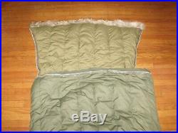 Vintage 1953 Korean War US Military Casualty Only Down Sleeping Bag Fur Liner