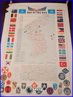 Vintage 1953 Pacific Stars and Stripes Map of the Korean War 35X25 With Book