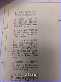 Vintage 1953 Pacific Stars and Stripes Map of the Korean War 35X25 With Book