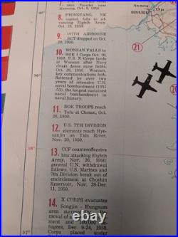 Vintage 1953 Pacific Stars and Stripes Map of the Korean War 35X25 With Book