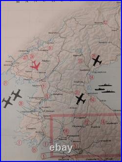 Vintage 1953 Pacific Stars and Stripes Map of the Korean War 35X25 With Book