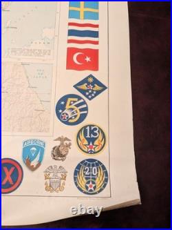 Vintage 1953 Pacific Stars and Stripes Map of the Korean War 35X25 With Book