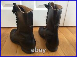 Vintage 1956 KOREAN War U. S. Military Black Leather Combat Boot Men's 9.5 R