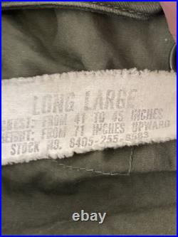 Vintage 1957 Field Jacket Long Large Authentic US Army Jacket FREE SHIPPING