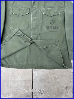 Vintage 50's P58 P56 Shirt Jacket USMC Military OG-107 Sz L Stenciled P41