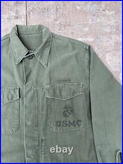 Vintage 50's P58 P56 Shirt Jacket USMC Military OG-107 Sz L Stenciled P41