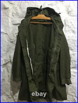 Vintage 50's US ARMY Korean War M1951 Fishtail PARKA Size Small with Hood & Liner