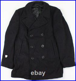 Vintage 50's US Navy Naval Clothing Depot 8 Button Wool Pea Coat 44 Korean War