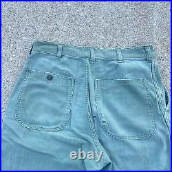 Vintage 50s Korean War Military Pants Size 32x30 Green Trousers Baggy Wide Leg