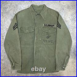 Vintage 50s Korean War USMC P53 HBT Feild Jacket Named & Stenciled Staff Sargent