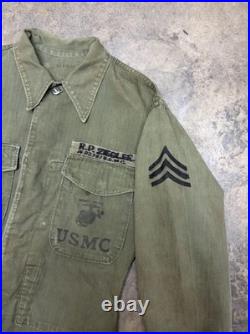 Vintage 50s Korean War USMC P53 HBT Feild Jacket Named & Stenciled Staff Sargent