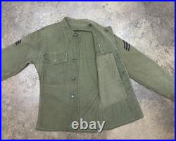 Vintage 50s Korean War USMC P53 HBT Feild Jacket Named & Stenciled Staff Sargent