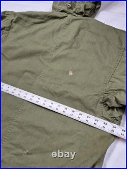Vintage 50s Korean War USN N-1 Deck Anorak Pullover Carr Buttons Fur Hood Olive
