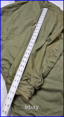 Vintage 50s Korean War USN N-1 Deck Anorak Pullover Carr Buttons Fur Hood Olive
