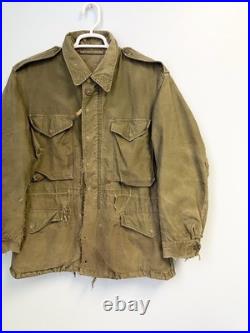 Vintage 50s M-51 U. S. Army Field Jacket Korean War OG-107 Large Worn Faded