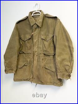Vintage 50s M-51 U. S. Army Field Jacket Korean War OG-107 Large Worn Faded
