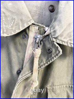 Vintage 50s M-51 U. S. Army Field Jacket Korean War OG-107 Large Worn Faded