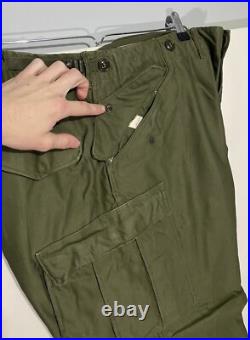 Vintage 50s M51 Trousers Large Cargo Pants Slanted Og-107 Sateen M-51 Para 1952